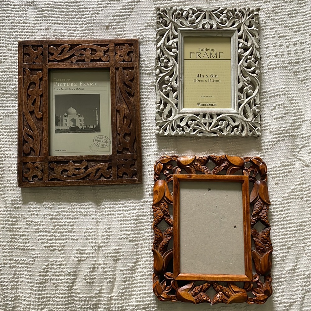 Carved wooden picture frames